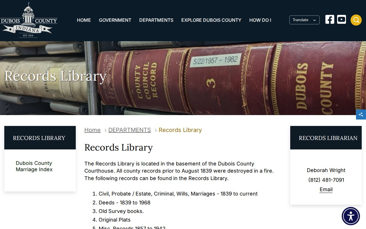 Dubois County civil docket Records Library source