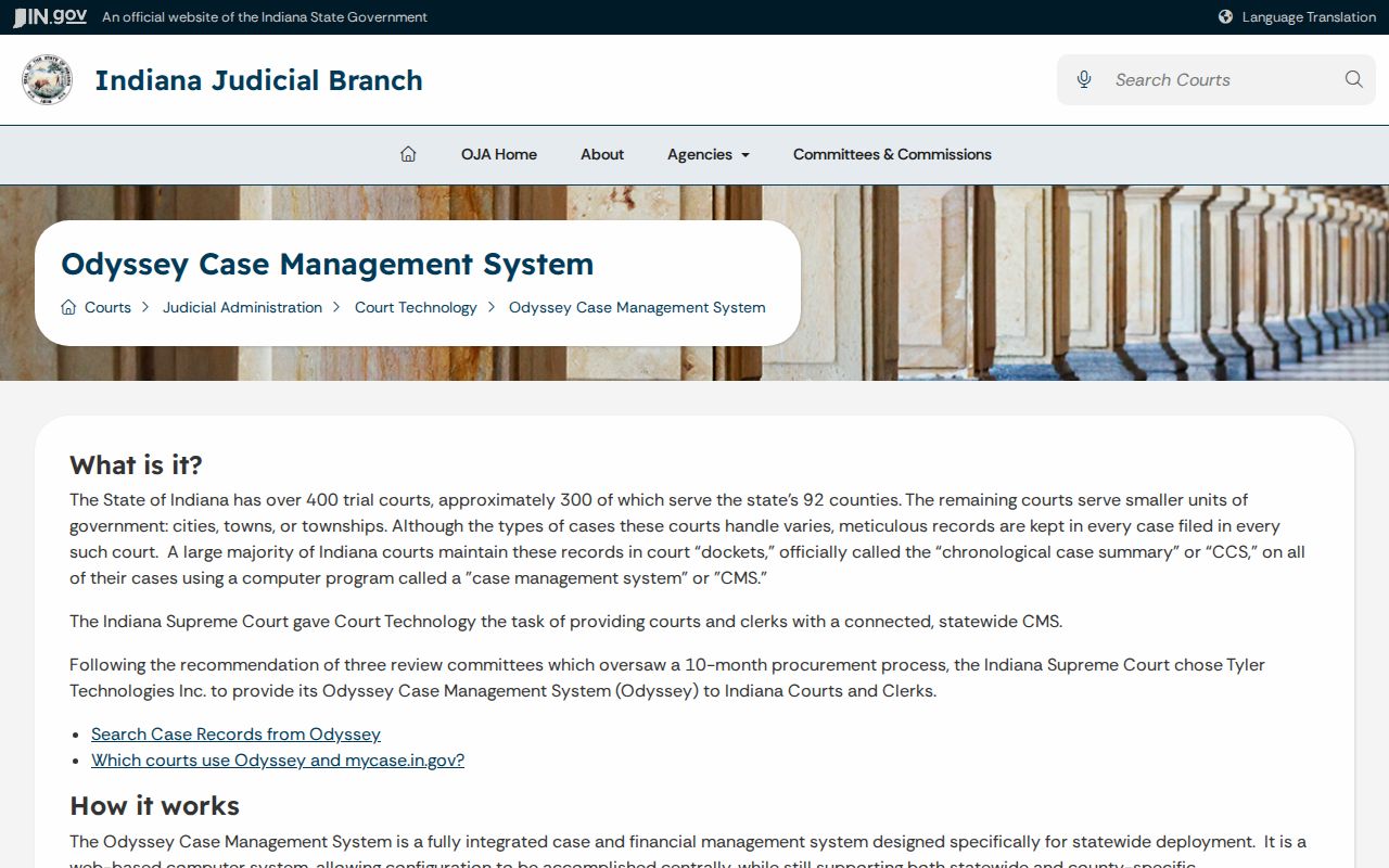 Dubois County civil docket Odyssey case management