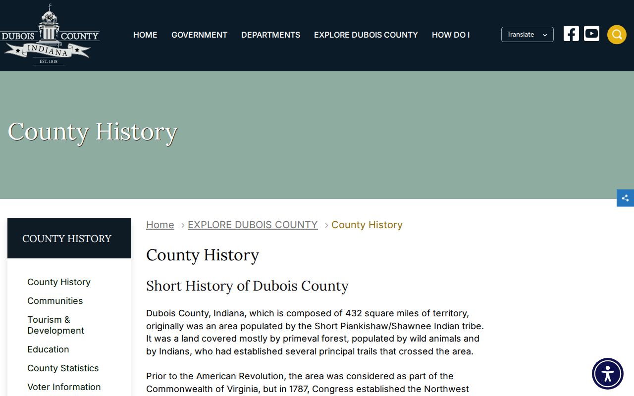 Dubois County history source for historical court records