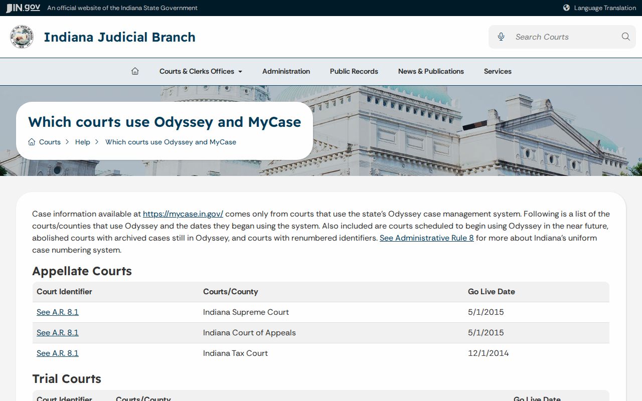 Dubois County criminal docket Odyssey court list