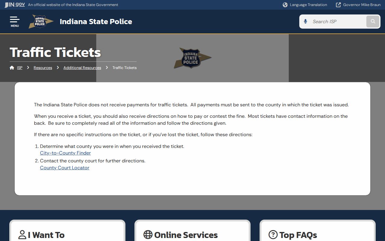 Indiana traffic ticket guidance distinguished from Dubois County criminal dockets
