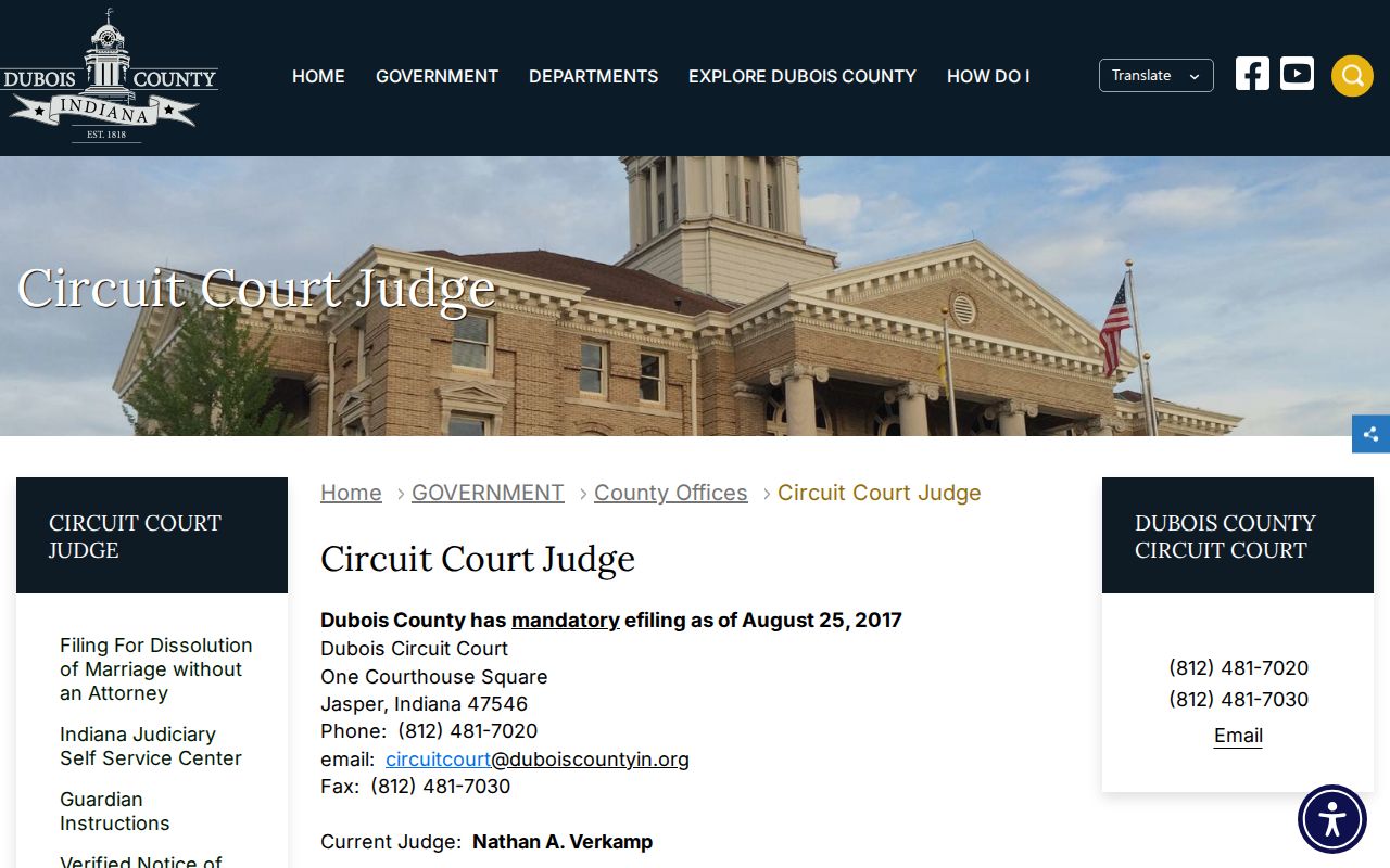 Dubois County Circuit Court docket office