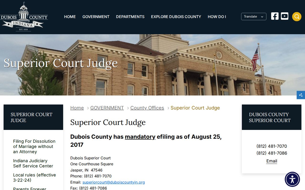 Dubois County Superior Court docket assignments